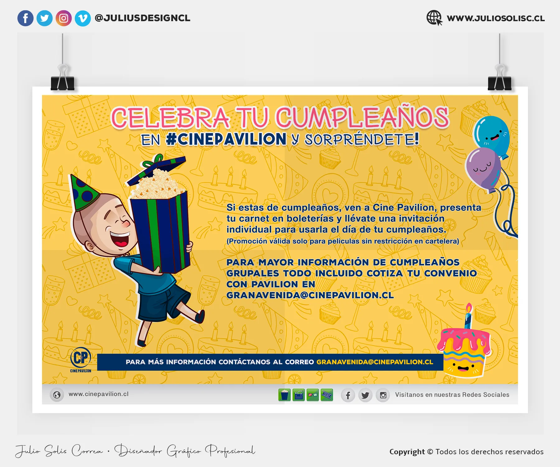 Afiche cumpleaños Cine Pavilion